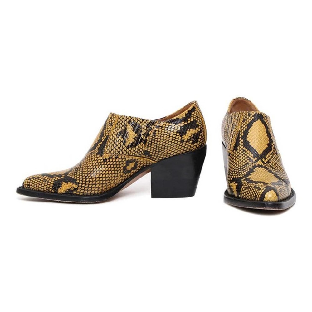 Chlo Rylee Python-Print Leather Low Boot Sz 37 - image 2